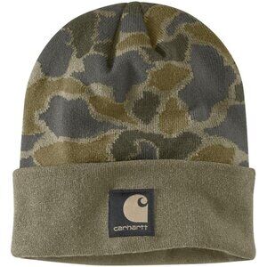 Carhartt Men's Burnt Olive Adjustable Straight Acrylic Tonal Patch Beanie Cap